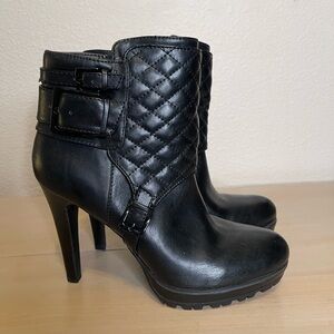 Nine West Attridge Quilted Buckle Design Ankle Boots with Rugged Sole